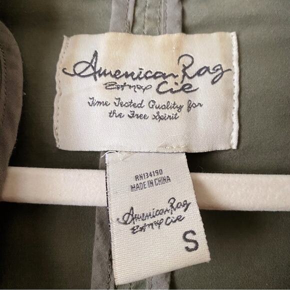 American Rag | Moto Denim Zip Jacket Boho Military Pockets Olive Green Small - Picture 6 of 7